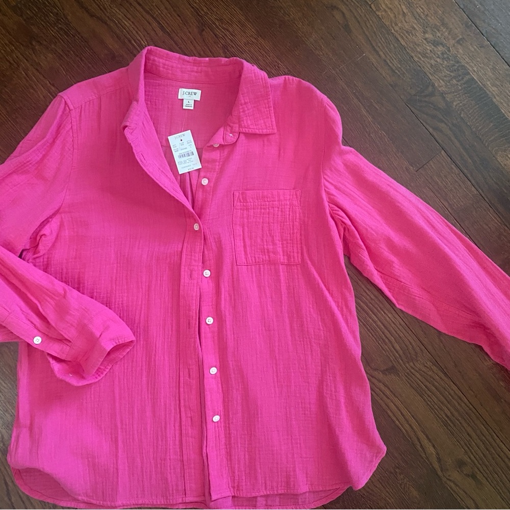 JCrew Fushia Pink Button-Up Shirt